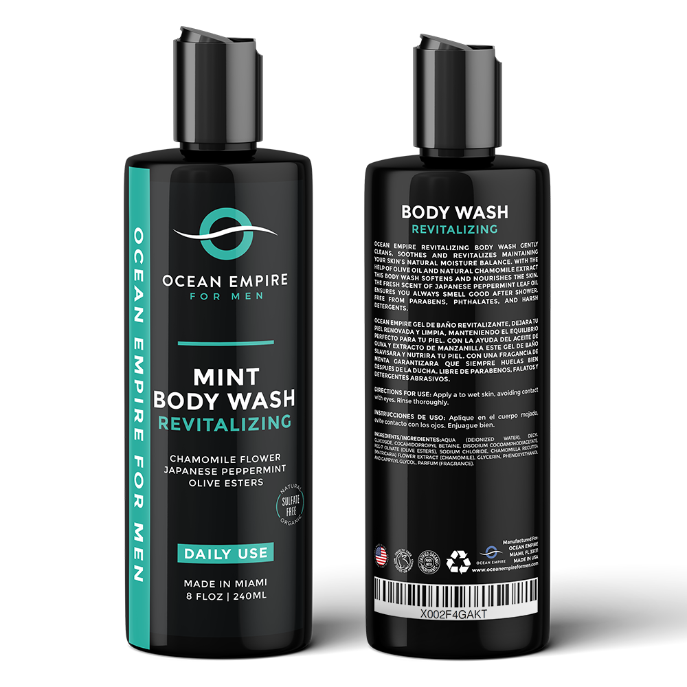 Ocean Empire Revitalizing Mint Body wash for men. Made in Miami